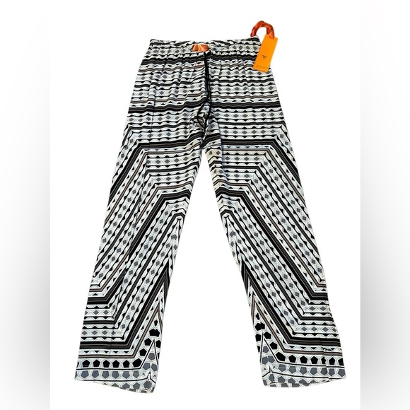 Hale Bob Black White & Taupe Geometric Drawstring Pants NWT M (8-10)